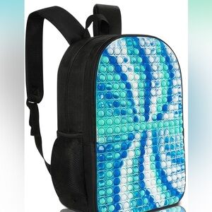 Blue, teal, white, & black pop it backpack bag carrier book bag
